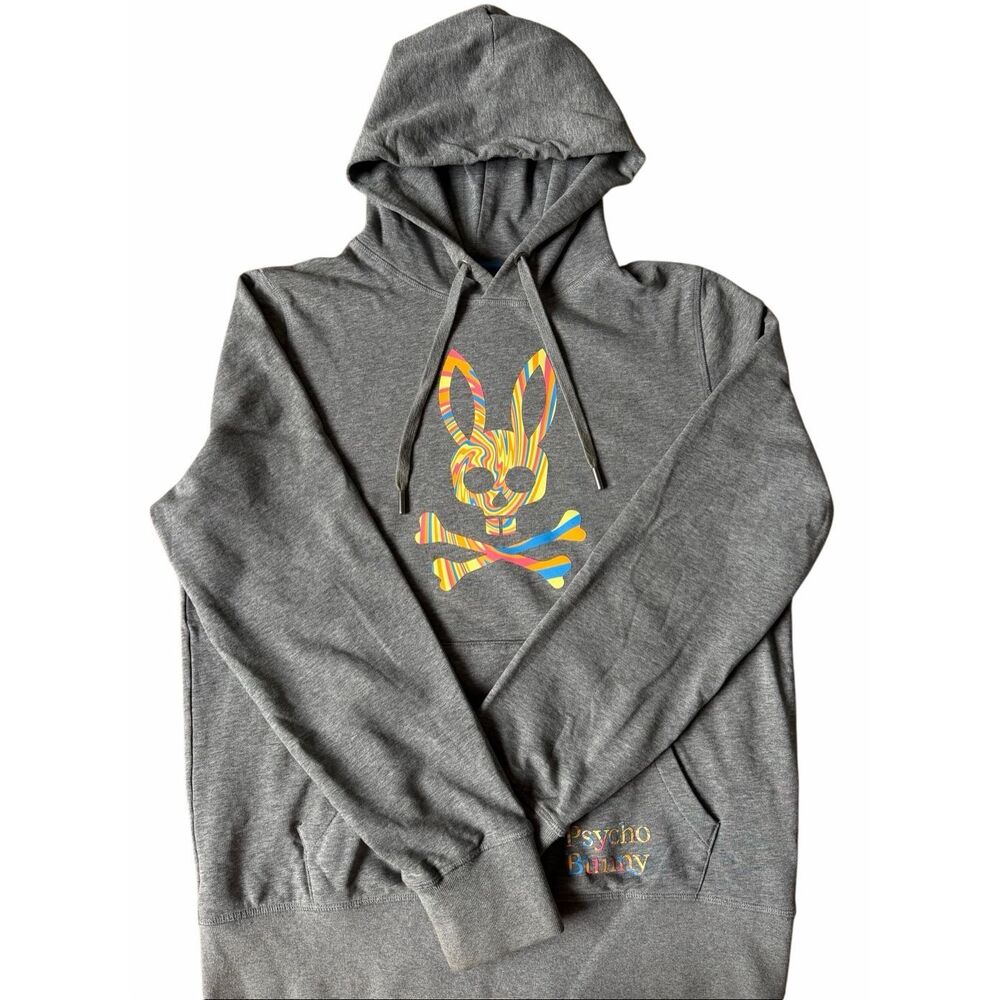 Psycho Bunny Hoodie Porter Popover Heather Gray Small - Picture 3 of 10